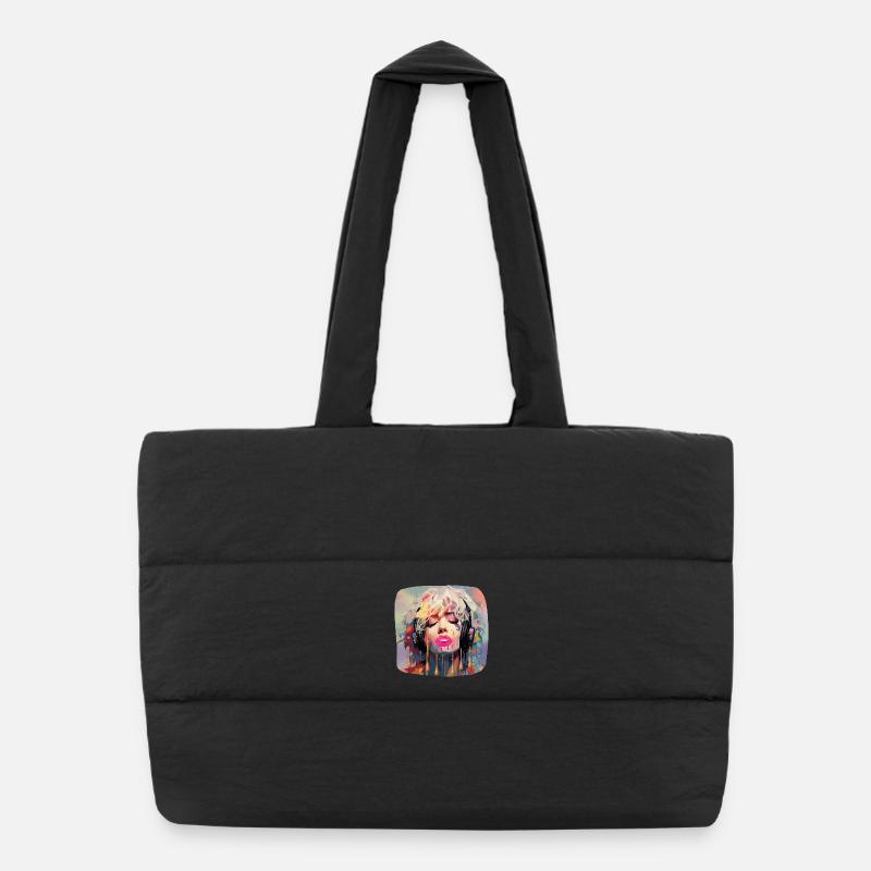 Pop Art & Music Puffer Shopping Bag