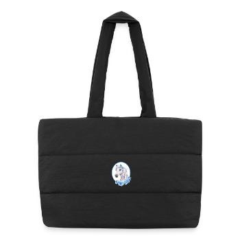 Romantic White Horse - Roses Light Blue - Puffer Shopping Bag - black - Front