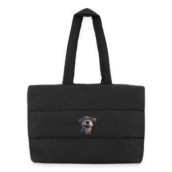 Excited Cartoon Pup - Puffer Shopping Bag - black - Front