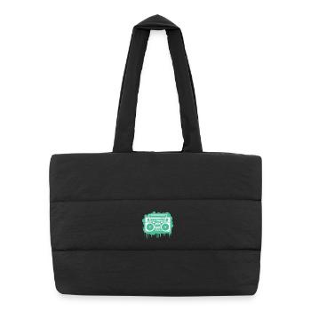 Cyan Ghettoblaster - Puffer-Einkaufstasche - Schwarz - Vorne