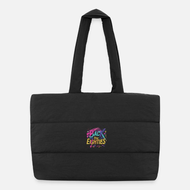 Colorful 80s Neon Lettering Puffer Shopping Bag