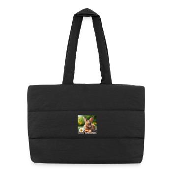Adorable lapin - Sac shopping matelassé - noir - Devant