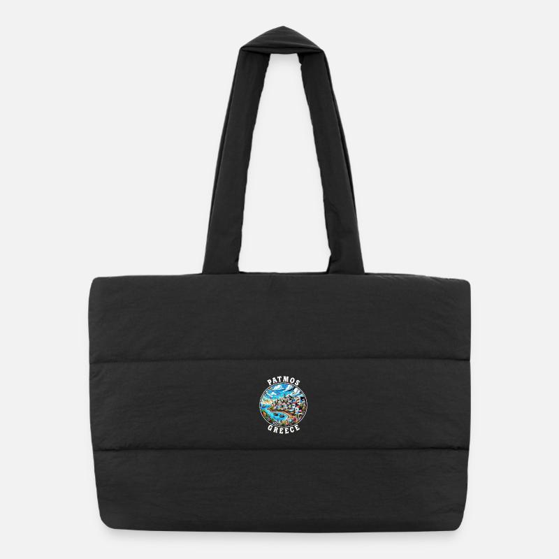 Vacances à Patmos, Grèce, baie de la mer Égée Sac shopping matelassé