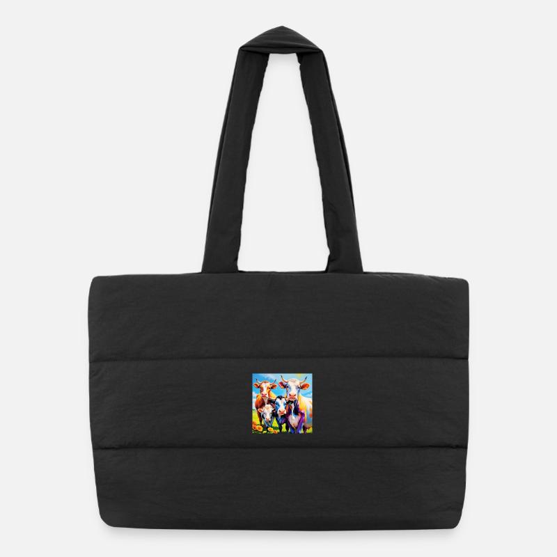 Conception de troupeau de vaches aux couleurs vives Sac shopping matelassé