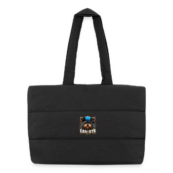 Cadeau de chien Yorkshire Terrier Gangsta Gangster - Sac shopping matelassé - noir - Devant