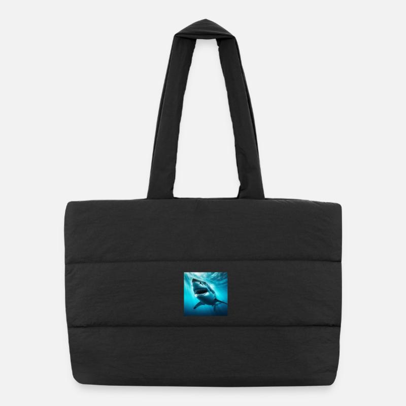 Great White Shark - Puffer Shopping Bag - black