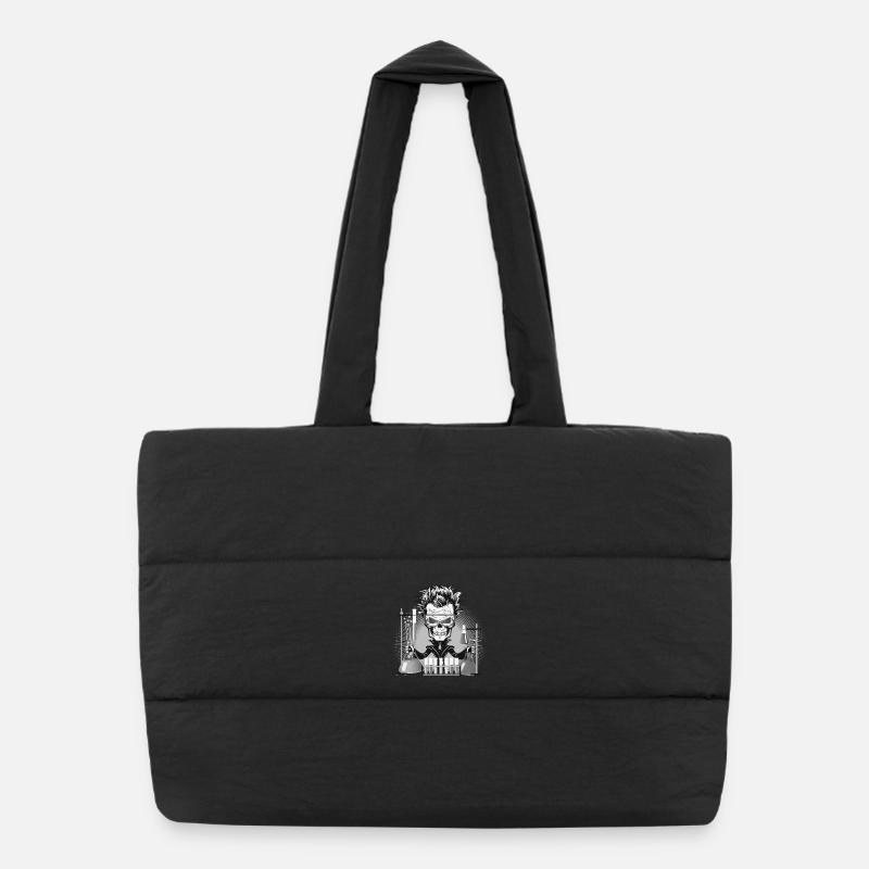 Skull as a gloomy scientist in the laboratory Puffer Shopping Bag
