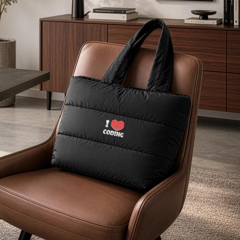 Développeur Heart Coding Statement Programmeur Sac shopping matelassé