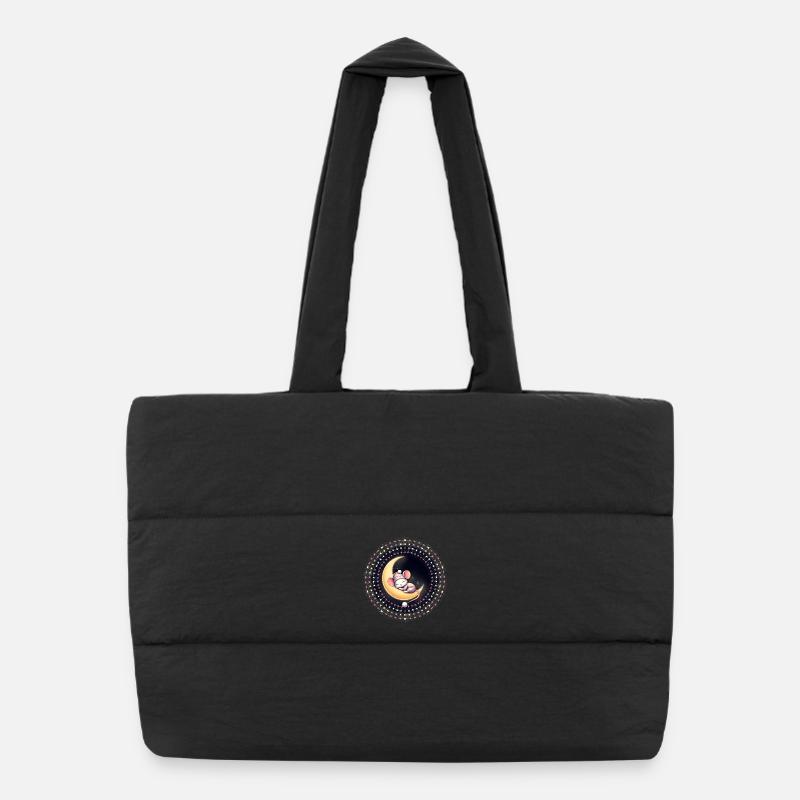 souris endormie paisiblement, sur un croissant de lune Sac shopping matelassé