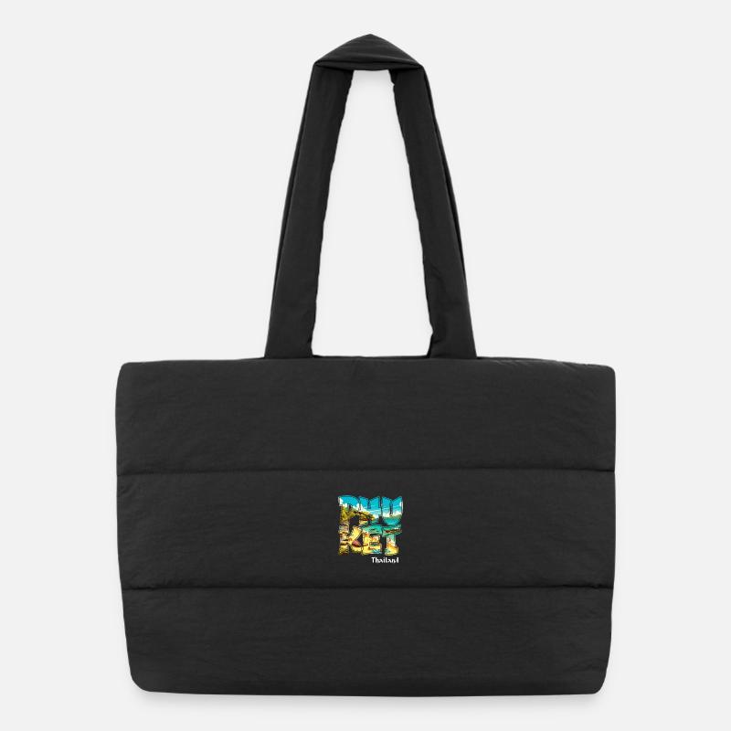 Phuket Thailand Strand Urlaub Design - Puffer-Einkaufstasche - Schwarz