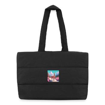 Llama in the mountains - Puffer Shopping Bag - black - Front