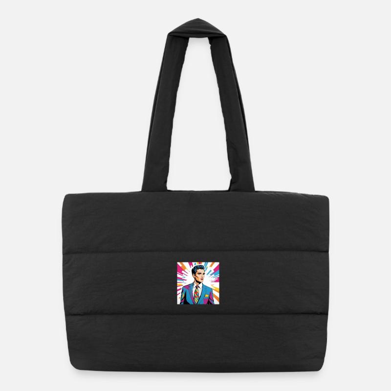 Portrait style pop art homme élégant Sac shopping matelassé
