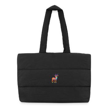 antilope coloré kawaii dessin animé personnage clipart - Sac shopping matelassé - noir - Devant