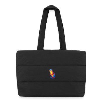 loutre coloré kawaii dessin animé personnage clipart - Sac shopping matelassé - noir - Devant