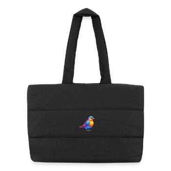 Oiseau Emberiza Personnage de dessin animé Kawaii coloré - Sac shopping matelassé - noir - Devant