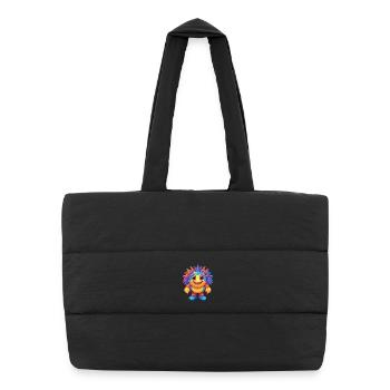 Sea Anemone Colorful Kawaii Cartoon Sea Animal - Puffer Shopping Bag - black - Front
