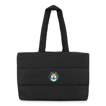Akita chien mignon kawaii dessin animé animal animal de compagnie logo - Sac shopping matelassé - noir - Devant