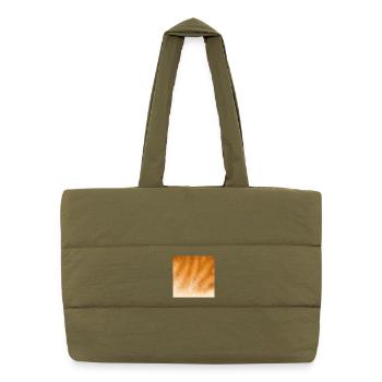 Fourrure de chat rouge - Sac shopping matelassé - safari green - Devant