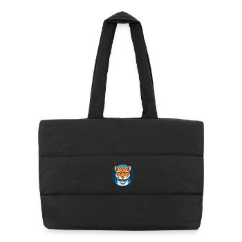 Jaguar mignon kawaii dessin animé clipart animal de compagnie logo - Sac shopping matelassé - noir - Devant