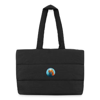 Walrus Cute Kawaii Cartoon Clipart Animal Pet Logo - Puffer Shopping Bag - black - Front