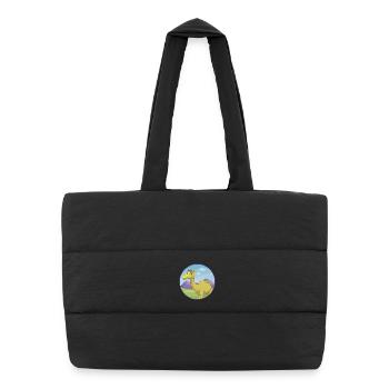 Chameau mignon Kawaii dessin animé Clipart Animal de compagnie - Sac shopping matelassé - noir - Devant