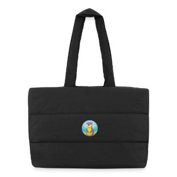 loutre mignon kawaii dessin animé clipart animal de compagnie - Sac shopping matelassé - noir - Devant