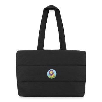 Lion mignon Kawaii dessin animé Clipart Animal de compagnie - Sac shopping matelassé - noir - Devant