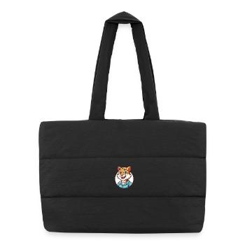 Amur Leopard Funny Kawaii Cartoon Clipart Animal - Puffer Shopping Bag - black - Front