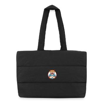 Jaguar drôle Kawaii dessin animé Clipart Animal de compagnie - Sac shopping matelassé - noir - Devant