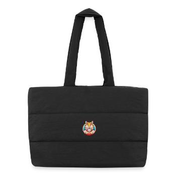 Luchs Niedlich Lustig Kawaii Cartoon Clipart Tier Haustier - Puffer-Einkaufstasche - Schwarz - Vorne