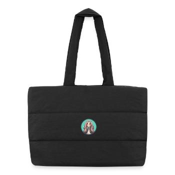 Lévrier afghan chien race dessin animé Kawaii Clipart animal de compagnie - Sac shopping matelassé - noir - Devant
