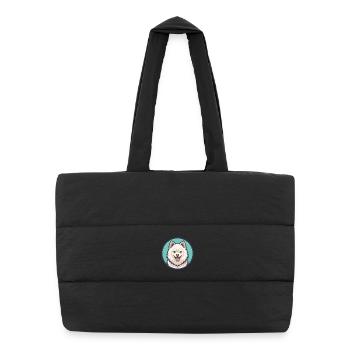 Spitz japonais chien race dessin animé Kawaii Clipart - Sac shopping matelassé - noir - Devant