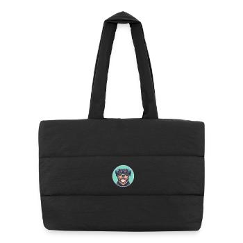 Rottweiler chien race dessin animé Kawaii Clipart Animal - Sac shopping matelassé - noir - Devant