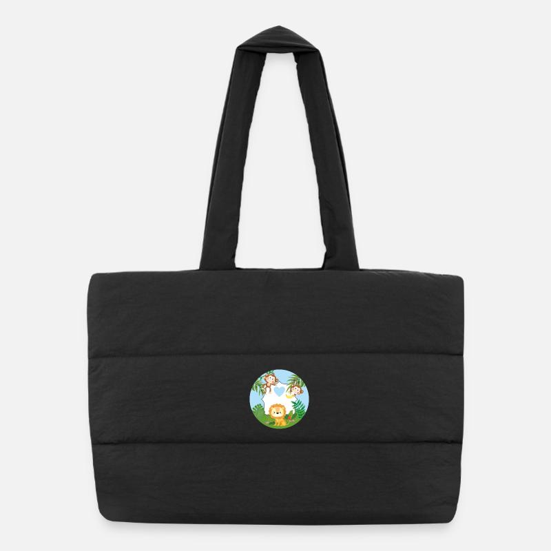Amitié - Petits singes et lion Sac shopping matelassé