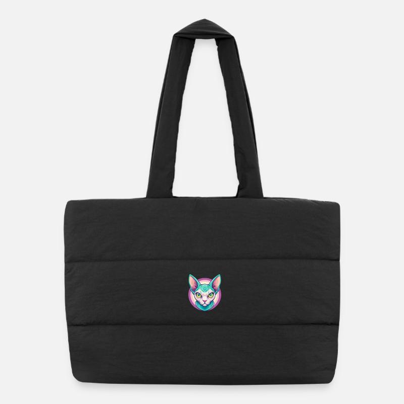Sphynx Katze Rasse Cartoon Kawaii Tier Haustier - Puffer-Einkaufstasche - Schwarz