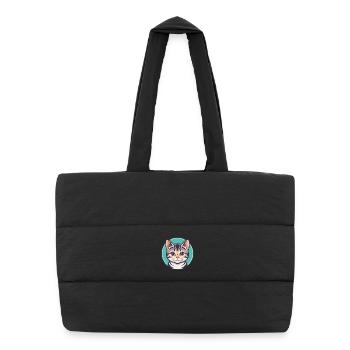 American Shorthair Cat Breed Cartoon Kawaii Animal - Puffer Shopping Bag - black - Front