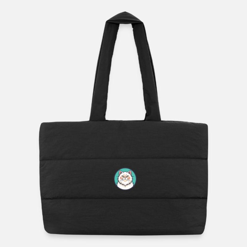 Blanc à poil long chat persan race dessin animé Kawaii Sac shopping matelassé