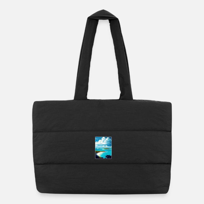 Barbuda Caribbean Travel Poster Souvenir Paint WPA Puffer Shopping Bag