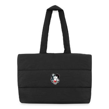 Duo de baisers dans le cœur - Sac shopping matelassé - noir - Devant