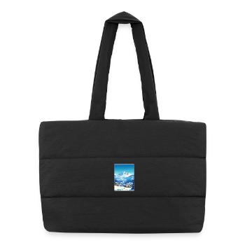 Chamonix Ski Skiing Vintage Travel Poster Souvenir - Puffer Shopping Bag - black - Front