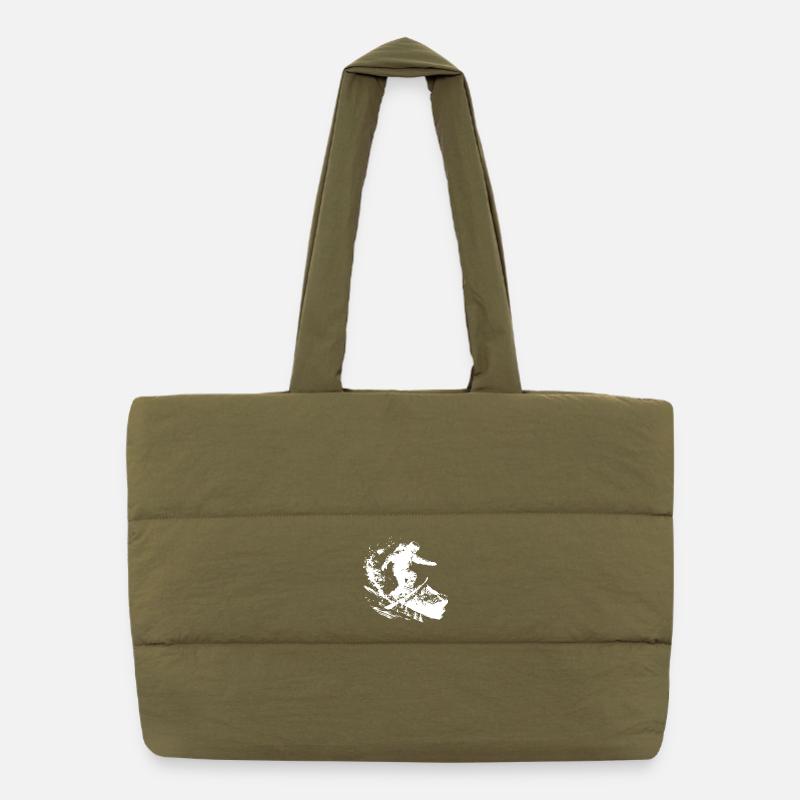 Snowboarder Drawing Puffer Shopping Bag