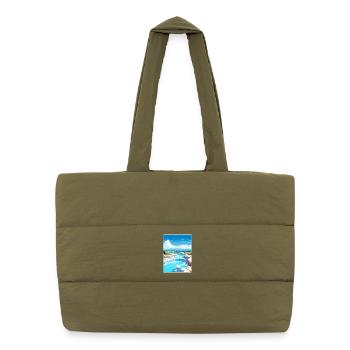 Pamukkale Affiche de voyage Peinture de carte postale souvenir - Sac shopping matelassé - safari green - Devant