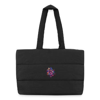 Futuristic Psychedelic Techno Trance 90s 80s - Puffer Shopping Bag - black - Front