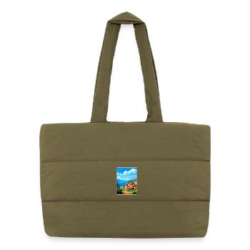 Samos Grèce Affiche de voyage Souvenir Carte Postale Peinture - Sac shopping matelassé - safari green - Devant