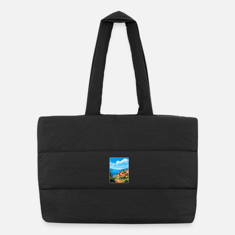 Samos Greece Travel Poster Souvenir Postcard Paint Puffer Shopping Bag