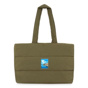 Parga Grèce Affiche de voyage Souvenir Carte Postale Peinture - Sac shopping matelassé - safari green - Devant