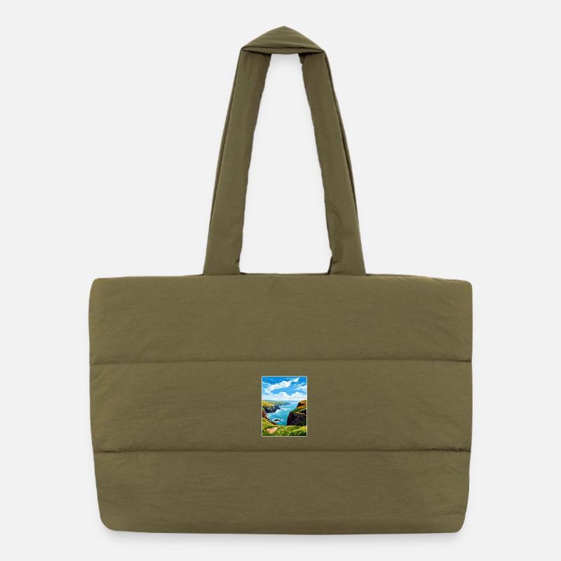 Boscastle Cornouailles Angleterre Affiche de voyage souvenir Sac shopping matelassé