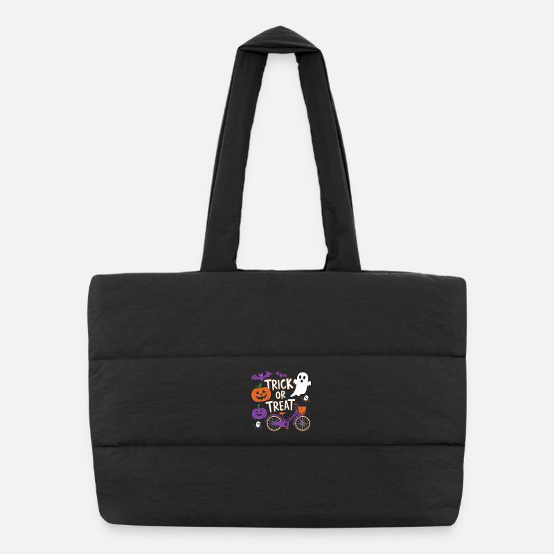 Conception de bonbons ou de friandises à vélo d’Halloween Sac shopping matelassé