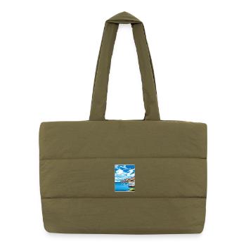 Looe Angleterre Affiche de voyage Souvenir Carte Postale Peinture - Sac shopping matelassé - safari green - Devant