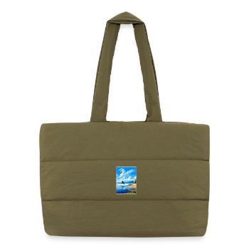 Cannon Beach Oregon Affiche de voyage vintage souvenir - Sac shopping matelassé - safari green - Devant
